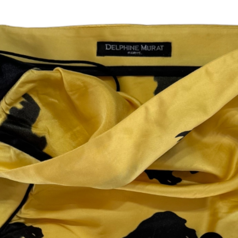 DELPHINE MURAT -  VINTAGE SS02 - RHINO ASYMMETRICAL DRAPED TOP - SATIN - YELLOW - Picture 3 of 5